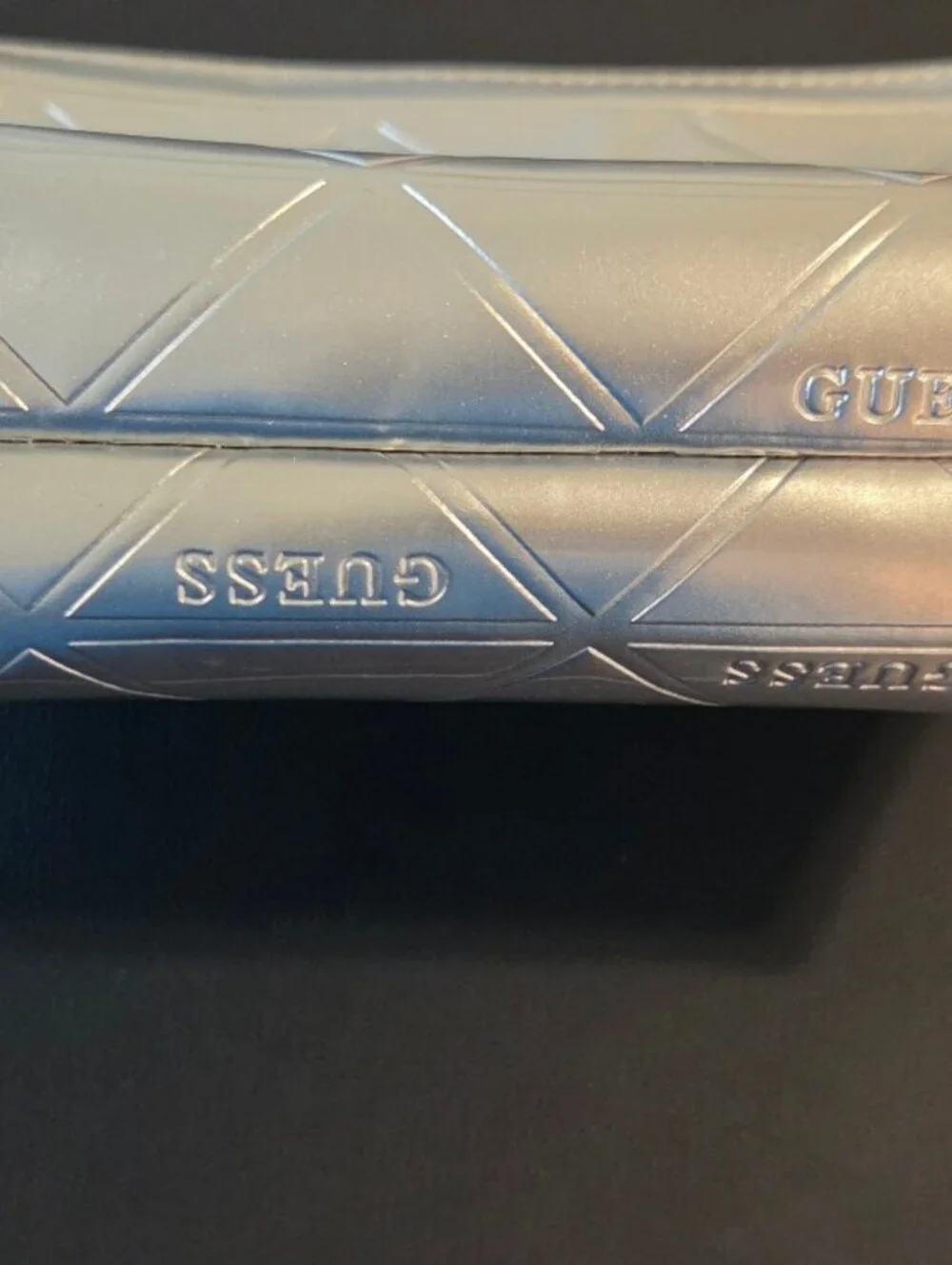 Guess Silver Embossed Logo Cosmetic Bag